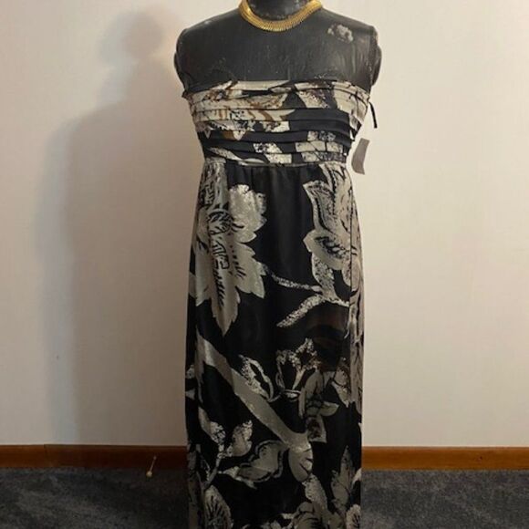 Glam Black/Gray Floral print Tube top dress, size M - Picture 1 of 3